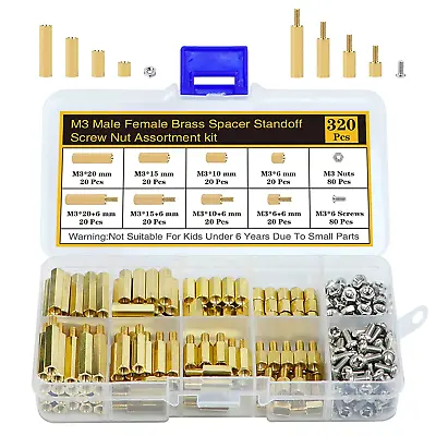 320Pcs M3 Motherboard Standoffs&Screws&Nuts Kit Hex Male-Female Brass Spacer St • $22.48