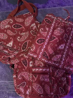 Vera Bradley Mesa Red Paisley Lot Of 3 Bags Preowned • $49.99