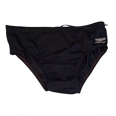 Speedo Endurance Swimsuit Brief Mens Size 36 Black Drawstring Diving Swimming • $14.90