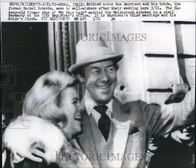 1962 Wirephoto Genoa Italy Rex Harrison Bride Rachel Roberts Orw02786 6X8 Photo • $24.99