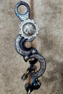 Vintage DICK FLEMING Vaquero Sterling Silver Inlaid Blue Steel Show Bit - 5  • $720