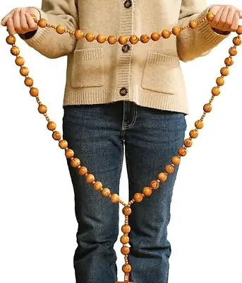 Giant Big Beads Rosario Natural Wood Jesus Metal  Cross XL Large 37  Wall Rosary • £17.36