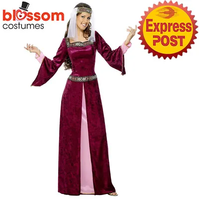CL417 Maid Marion Adult Costume Medieval Fancy Dress Renaissance Julie Plus Size • £41.10