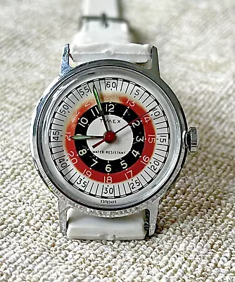 Vintage 1973 Timex Men's Bullseye Roulette Dial Sprite Watch 231702473 Serviced • $75