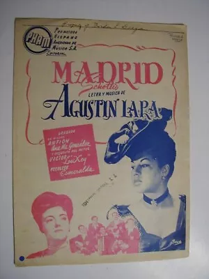 MADRID Sheet Music 1948 By AGUSTIN LARA  Printed In Mexico - Spanish Lyrics • $19.99