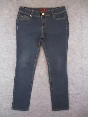 ELLE Jeans Womens 12 Blue Denim Skinny Mid Rise Retro Outdoors Western 34x31 • $12.70