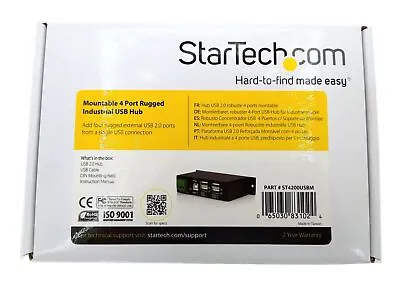 New StarTech ST4200USBM Rugged Industrial 4-port USB2 Hub W/ USB Cable • $49.95