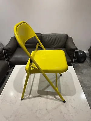 Habitat Macadam Yellow Metal Folding Chair Powder Coated Rubber FeetSet Of 4 • £64.99