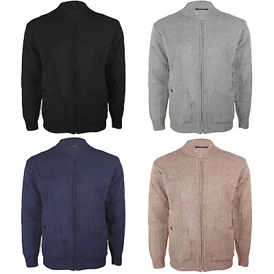 Mens Vintage Cardigan Grandad Classic Cardi Warm Knitted Thick Sweater Jumper • £18.99