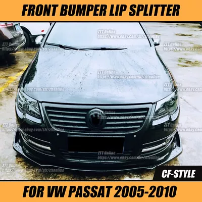 Front Bumper Lip Spiller Spoiler For Vw Passat 2005-2010 Carbon Fiber Look • $70.94