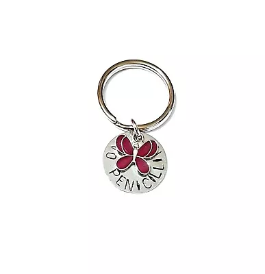 Medical Alert SOS Emergency Warning Tag Key Ring Stamped Disc & Butterfly Charm • £5.99