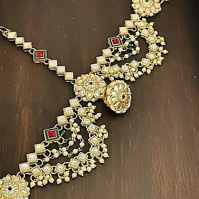 Gold Plated Bridal Dulhan Heavy Sheeshphool Matha Patti Borla In Kundan A699 • $43.87