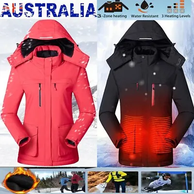 USB Electric Heated Jacket Hooded Coat Rechargeable Outwear Washable Winter AU • $92.99