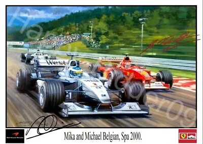 7x5 Signed M Häkkinen Won The 44-lap Race From Pole Position Michael Schumacher • $7.57