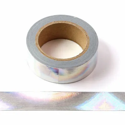 Silver Holographic Foil Washi Tape Decorative Self Adhesive Tape 15mm X 10m • £3.74