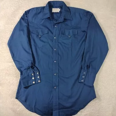 H Bar C Men's 15.5 X35 California Ranchwear Pearl Snap Button Western USA Blue • $29.99