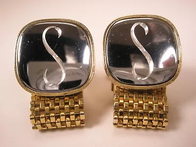 S Monogram Initial Letter Mesh Wraparound Watchband Vintage Cuff Links Stephen • $50.49