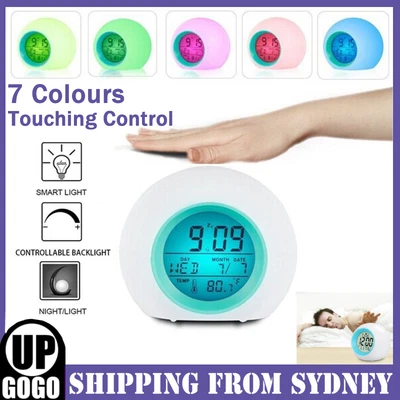 $21.99 • Buy Kids Alarm Clock Wake Up Light Digital Clock With 7 Colors Changing Press Gift