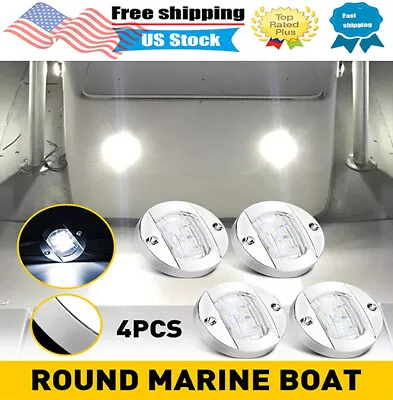 4X Round Marine Boat LED Courtesy Lights Cabin Deck Stern Navigation Light White • $12.99