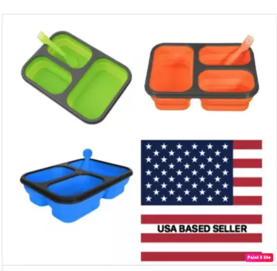 Portable Lunch Box Silicone Collapsible Microwave Lunch Box Bento Lunch Box • $9.49