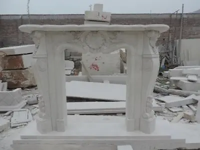 Hand Carved Light Travertine Estate French Style Marble Fireplace Mantel - Tm1 • $3500