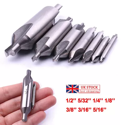 7PCS HSS 60° Countersink Center Spotting Hole Drill Mill Combined Bit Lathe Tool • £10.59