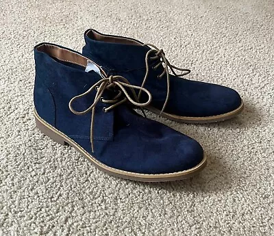 NWT H&M Mens Derby Shoes Size US 9 Euro 42 Navy Suede Lace Up Casual Dress Boots • $17.95