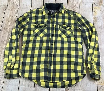 Mens Aeropostale Plaid Flannel Button Down Shirt Yellow Black Size Medium • $15