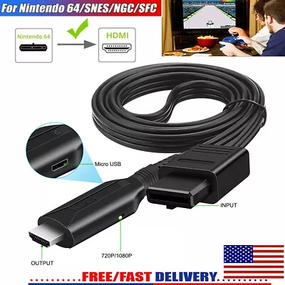 HDMI Converter HD TV Video Cable Splitter For N64 GameCube NGC Super SNES HD US • $12.99