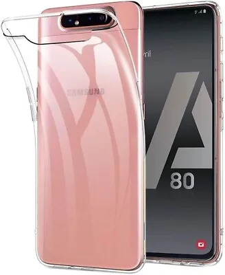 For SAMSUNG GALAXY A80 SHOCKPROOF TPU CLEAR CASE SOFT SILICONE GEL SLIM COVER • £4.94