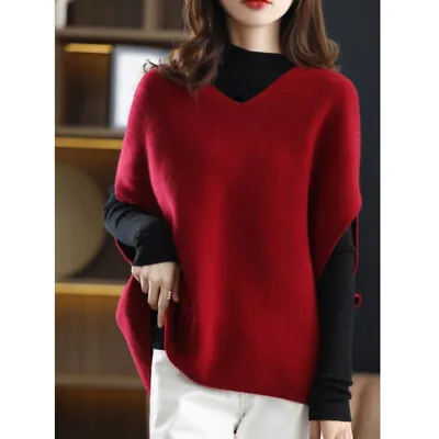 $17.09 • Buy Women V-neck Knit Waistcoat Sleeveless Sweater Jumper Top Gilet Warm Casual Chic