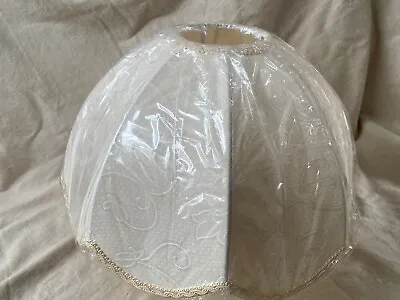 New Vintage Beige Domed Damask  Scalloped  Edge Unlined Lamp Shade • £45