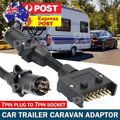 Trailer Adapter Plug 7 PIN Round Female To Flat Male Caravan Boat Connector • $13.95