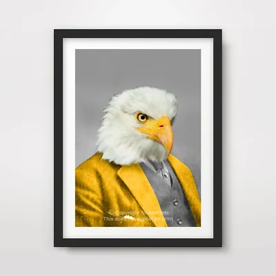 EAGLE ANIMAL ART PRINT POSTER On Human Body Head Portrait Funny Quirky American  • £14.99
