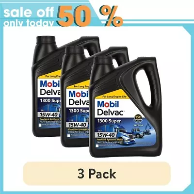 3 Pack Mobil Delvac 1300 Super Heavy Duty Synthetic Blend Diesel Engine Oil 15W- • $39.80