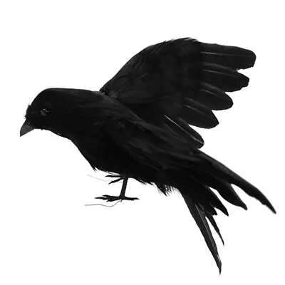 Large Fake Hairy Crow Haunted House Prop Crow Ornament Fake Scary Bird Figurine • £14.08