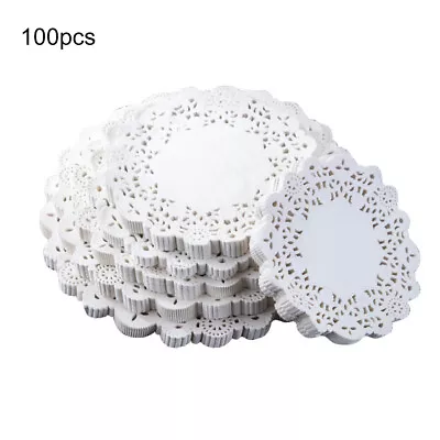 100Pcs Cake Mat Paper Lace Wedding Gift Round Doilies Lace Coaster Placemat • $17.60