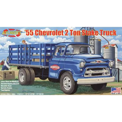 Atlantis H1401 -1955 Chevrolet 2 Ton Stake Truck Plastic Kit 1/48 Scale T48 Post • £33.98