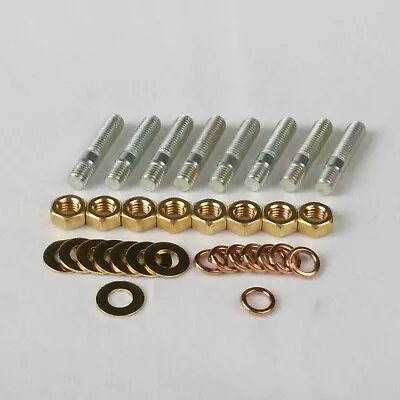 £4.72 • Buy M8 X 35, 40, 45 Exhaust Manifold Studs, Zinc Plated, Brass Nuts, Washers