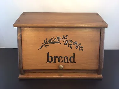 Vintage Basketville Putney Vermont Wood Large Breadbox Black “BREAD” Lettering • $40