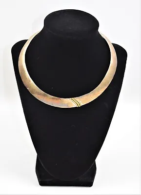 Vintage Hand Forged Brass Choker Collar Necklace 15.5  • $17.59