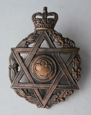 British Army Jewish Chaplain's Department Queens Crown Officers Bronze Cap Badge • £9.99