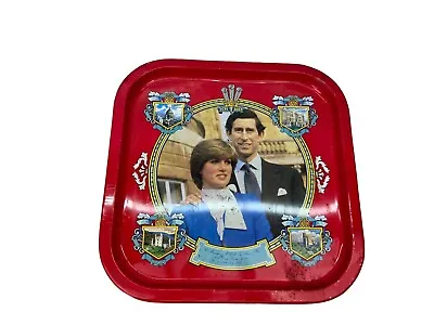 Charles & Diana Tin Tray ~ Vintage / Decorators Piece / Royal Wedding Tea Tray • £14.99