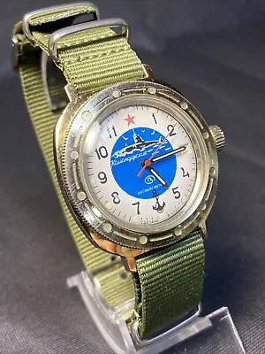 Watch Mens USSR Vostok Waterproof Submarine Vintage Komandirskie With New Strap • $30