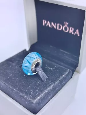 Genuine Pandora Faceted Murano Glass LIGHT BLUE Bead Charm ALE 925 UK • £14.99