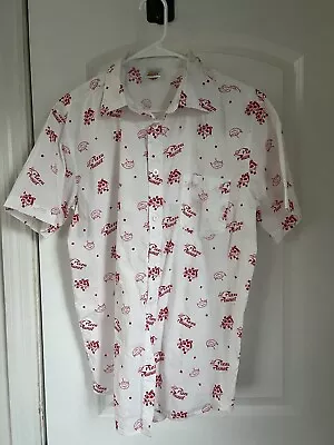 NWT Disney Toy Story 4 Pizza Planet Hawaiian Shirt Mens Medium White Pocket • $9.75