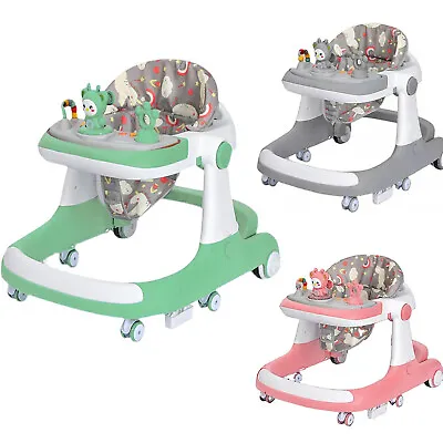 3 In 1 Baby Walker Adjustable Height Walkers Music Box Toddler Sitting Chair UK • £49.95
