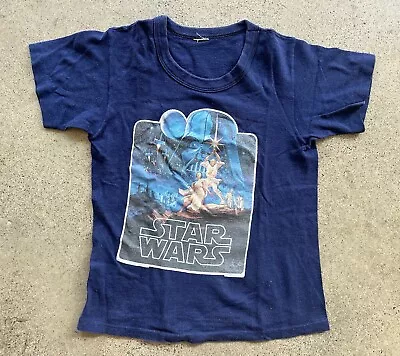 RARE Vintage 1970s Star Wars The Empire Strikes Back Navy Blue Misprint Tshirt • $65