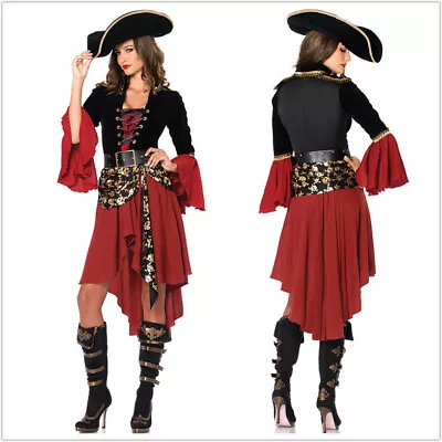 Pirate Queen Wench Buccaneer Women’s  Costume Fancy Dress Corsair Lady Caribbean • £20.86