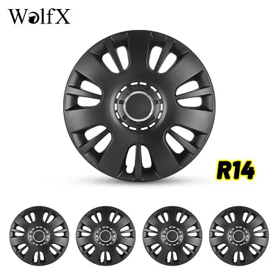 14  Set Of 4 Wheel Covers Snap On Hub Caps Fits R14 Tire & Steel Rim Matte Black • $39.99